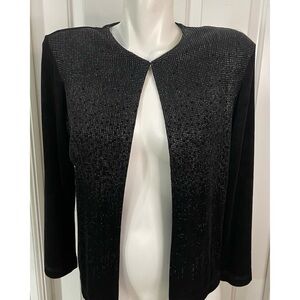 Softwear Petites by Mark Singer Sparkle Black Cardigan Top Womens Sm Petite Vtg